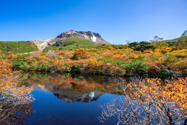 茶臼岳をひょうたん池から一望